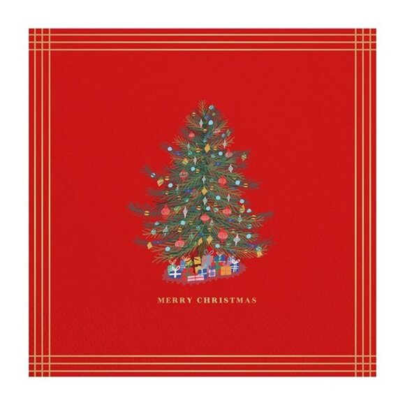 Traditional Christmas Tree Beverage Paper Napkins - Picture 1 of 1